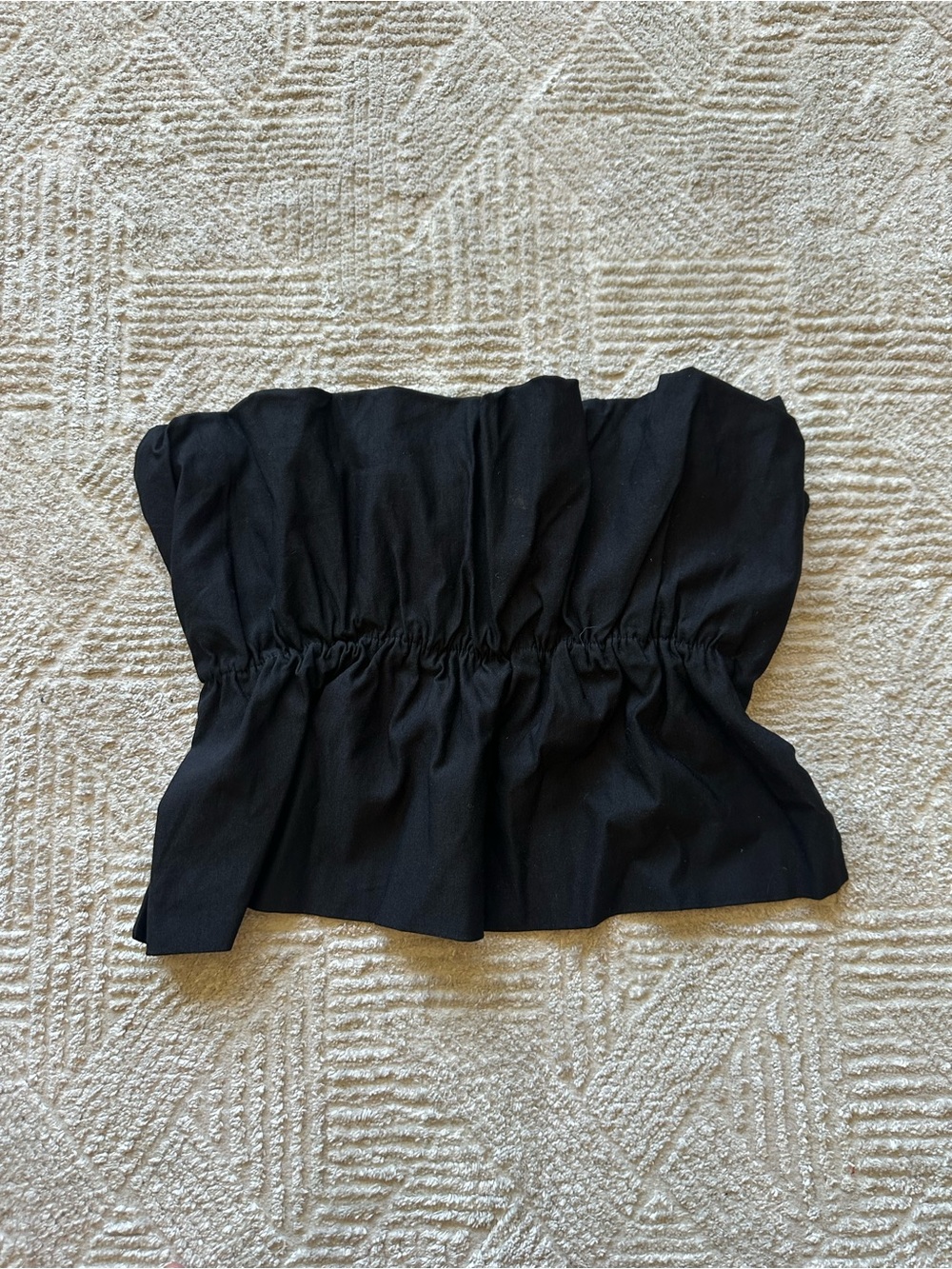 Black Ruched Strapless Women's Top